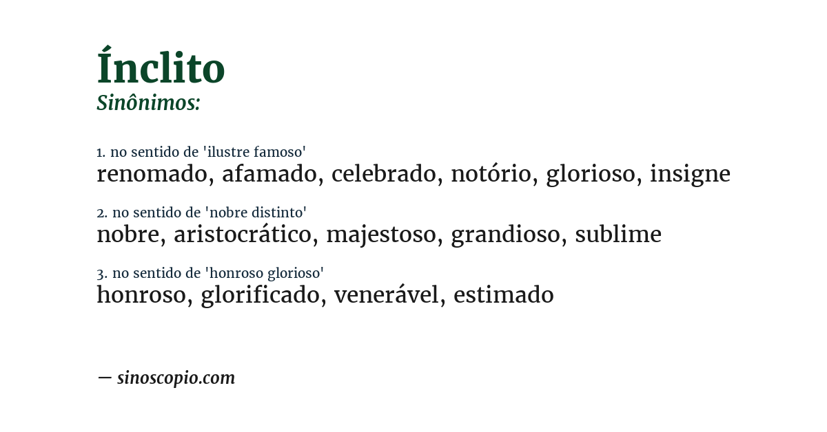 Sinônimo de ínclito