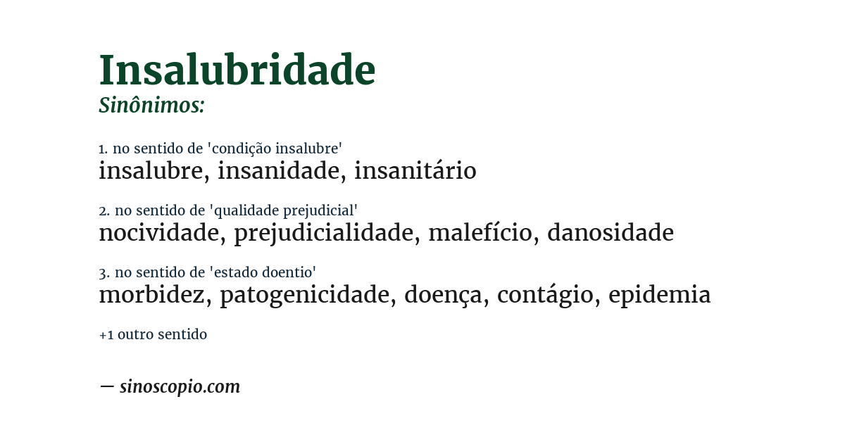 Sinônimo de insalubridade