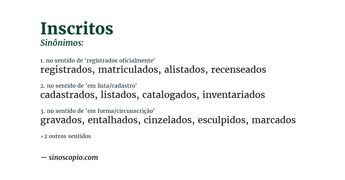 Sinônimo de inscritos