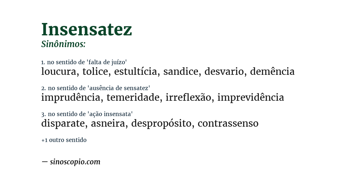 Sinônimo de insensatez