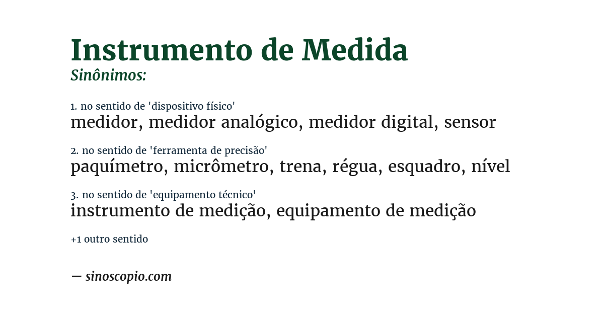 Sinônimo de instrumento de medida