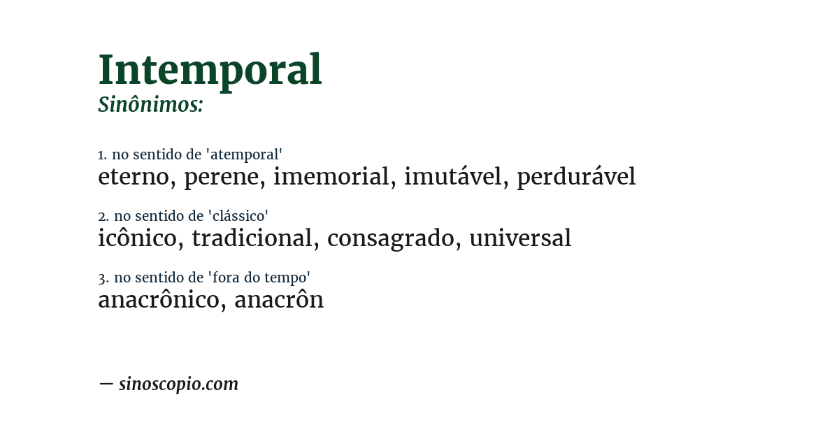 Sinônimo de intemporal