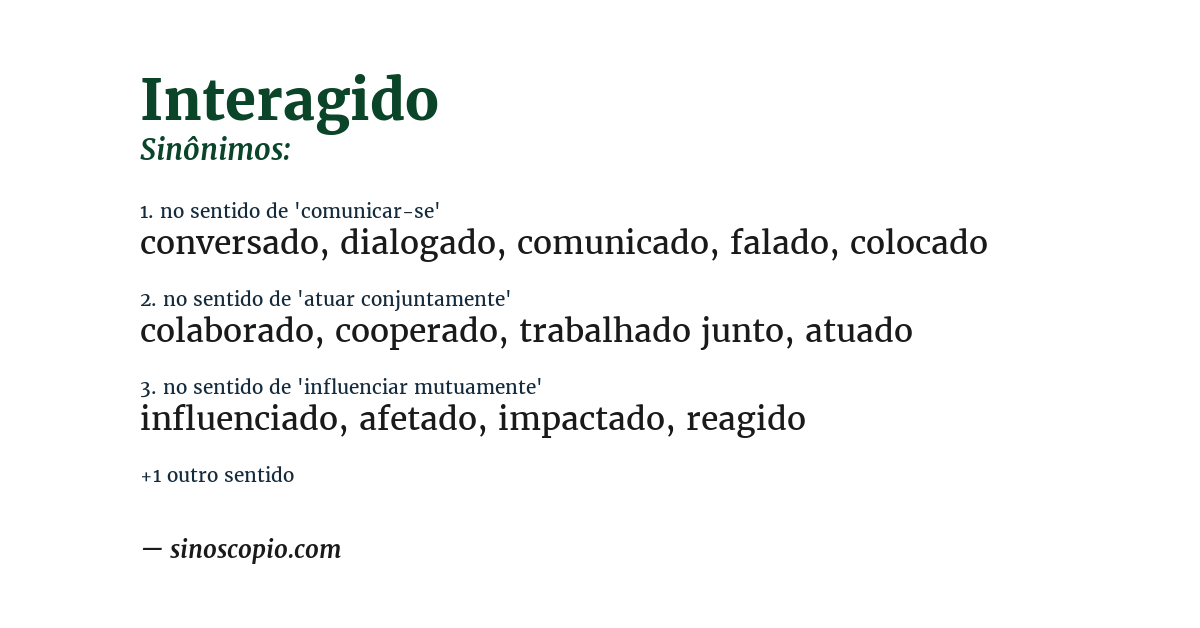 Sinônimo de interagido
