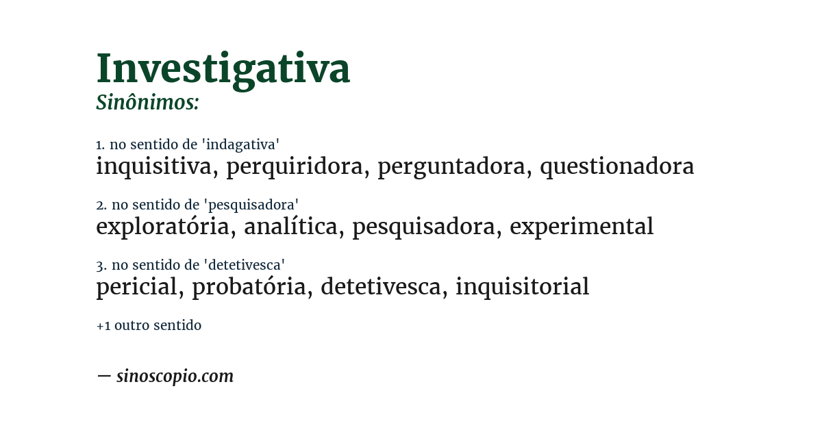 Sinônimo de investigativa