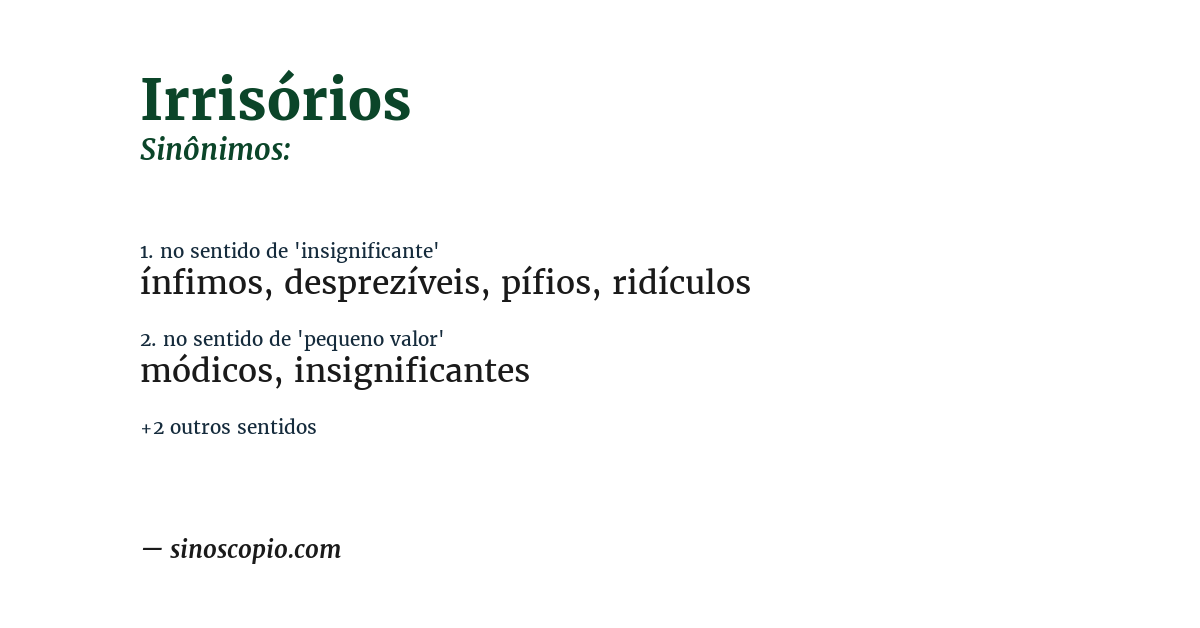 Sinônimo de irrisórios