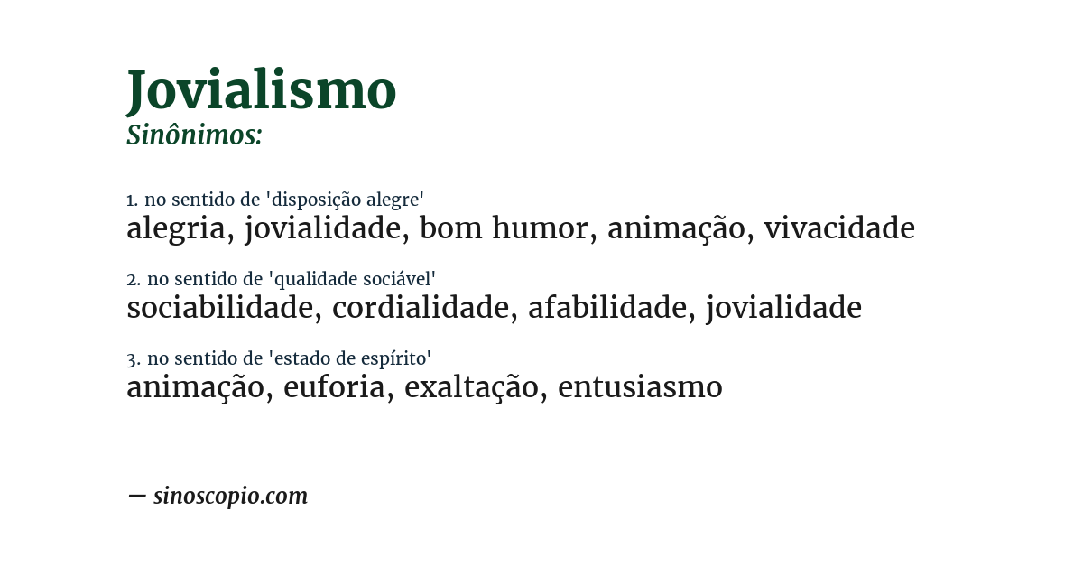 Sinônimo de jovialismo
