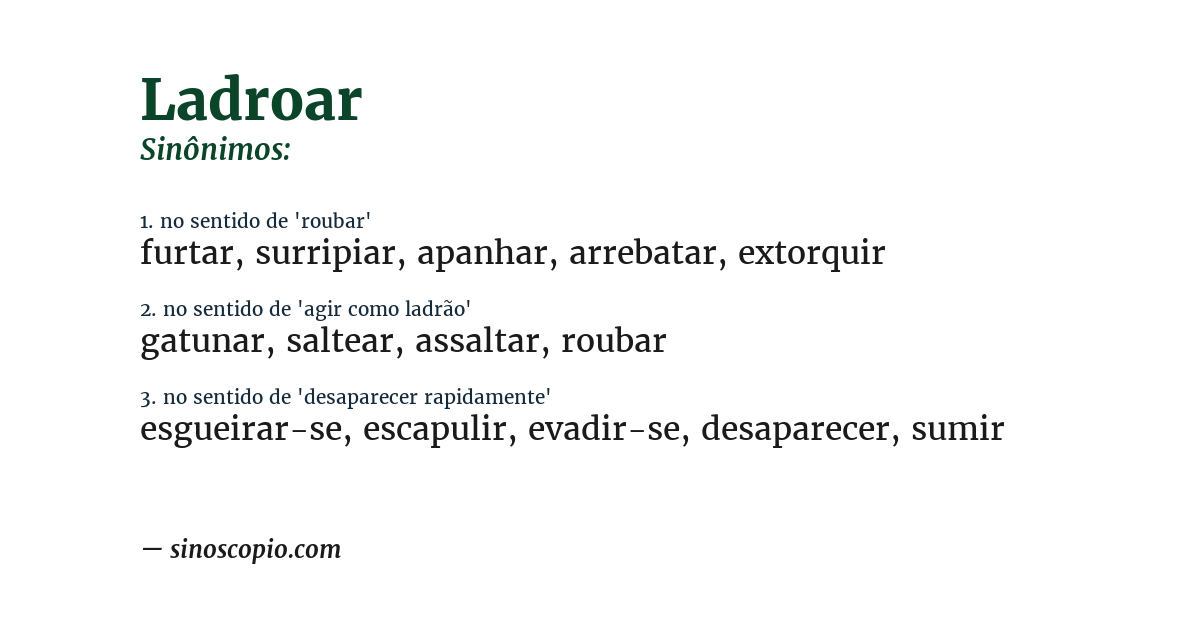 Sinônimo de ladroar