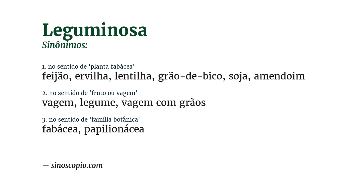 Sinônimo de leguminosa