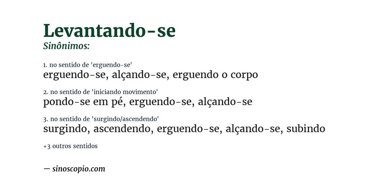 Sinônimo de levantando-se