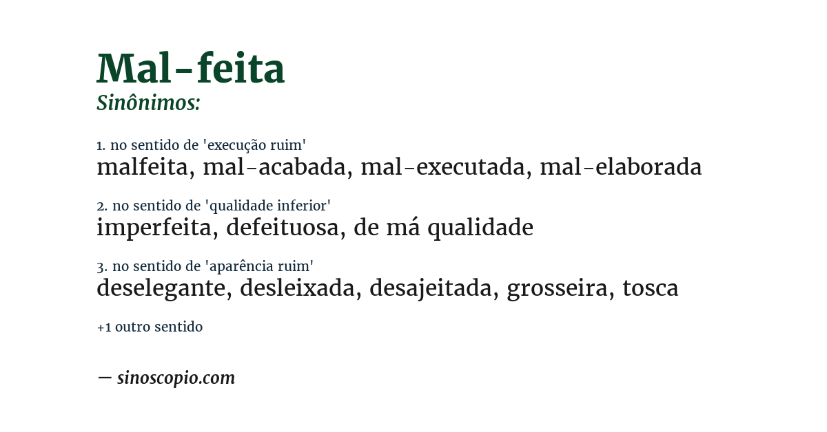 Sinônimo de mal-feita