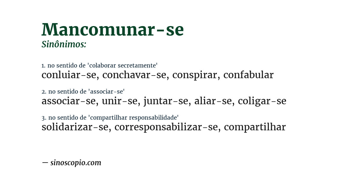 Sinônimo de mancomunar-se