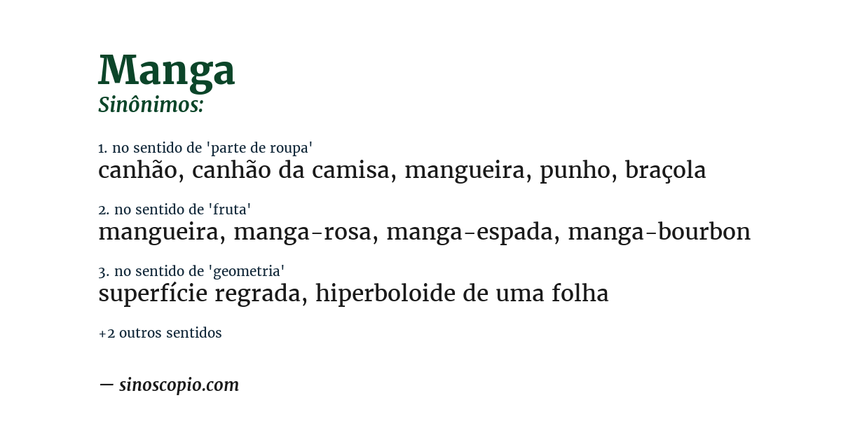 Sinônimo de manga