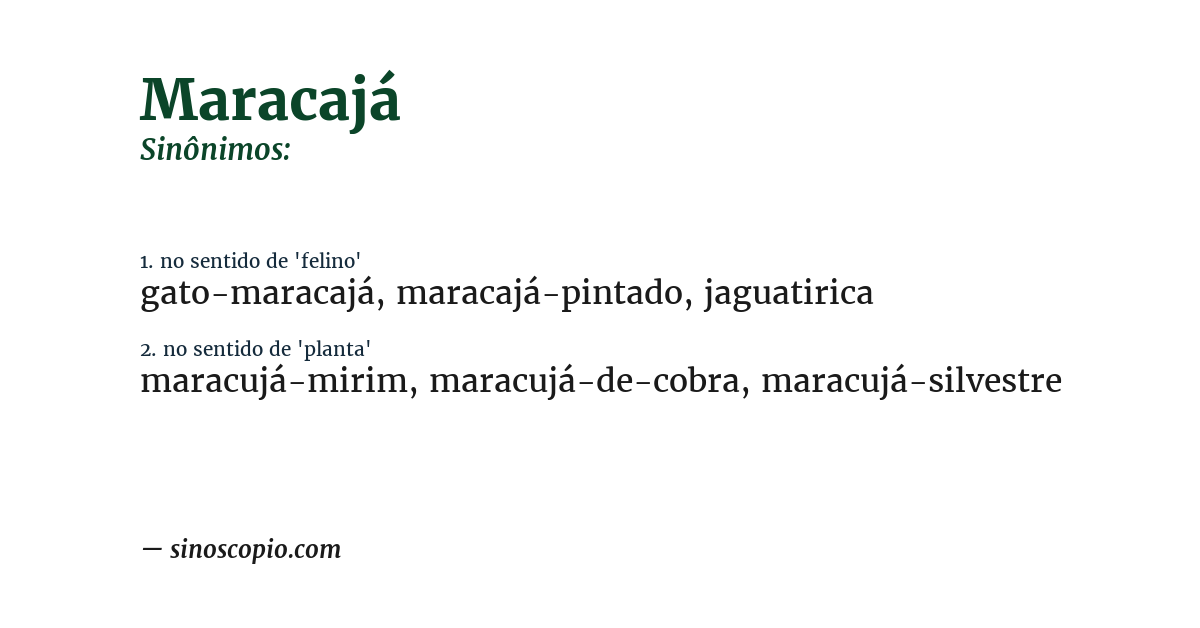 Sinônimo de maracajá