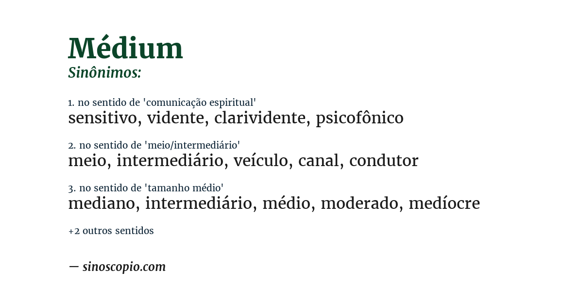 Sinônimo de médium