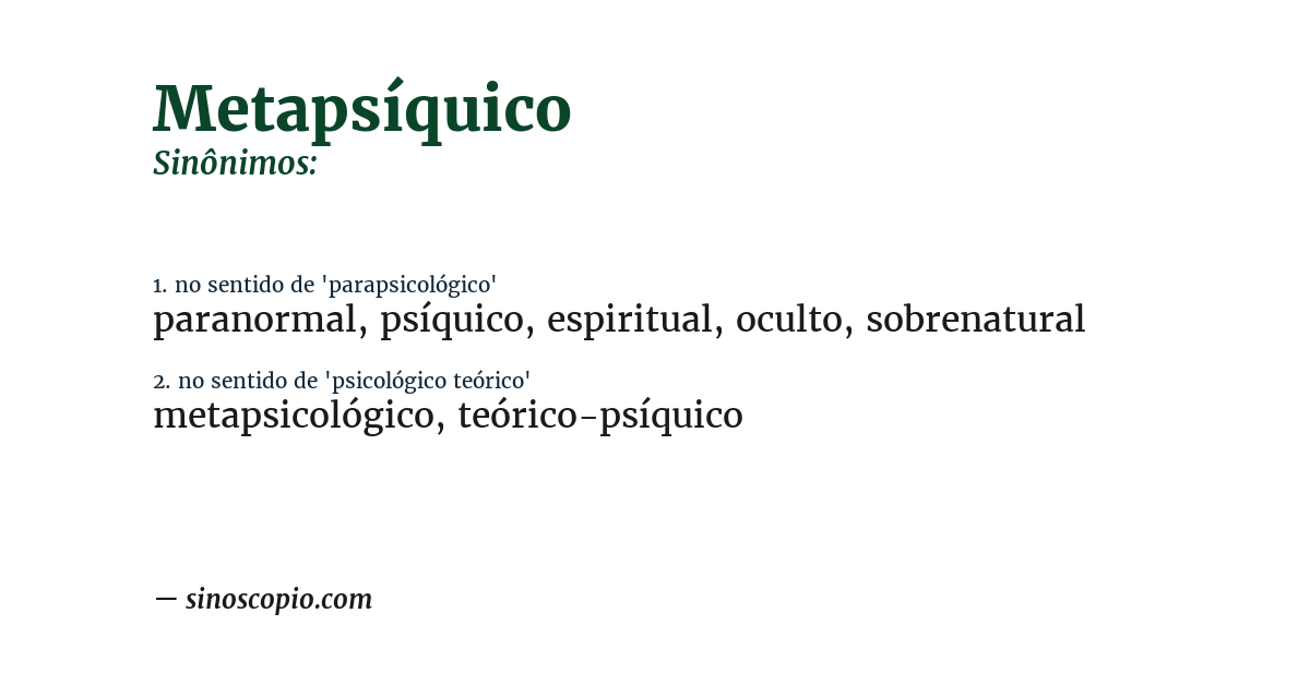 Sinônimo de metapsíquico