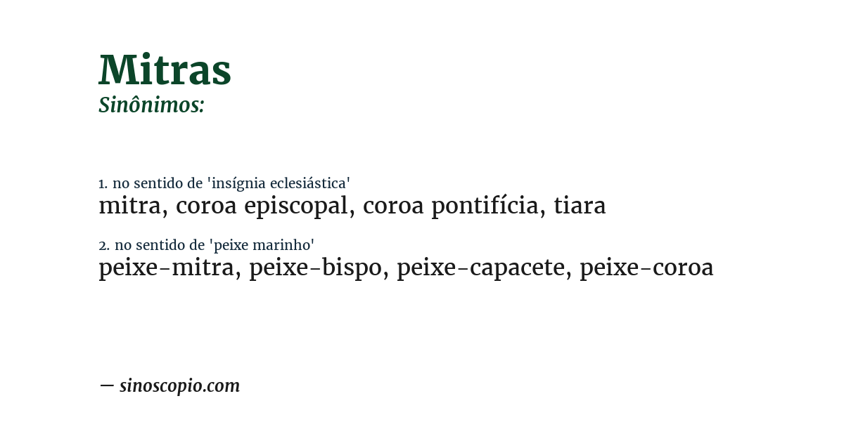 Sinônimo de mitras