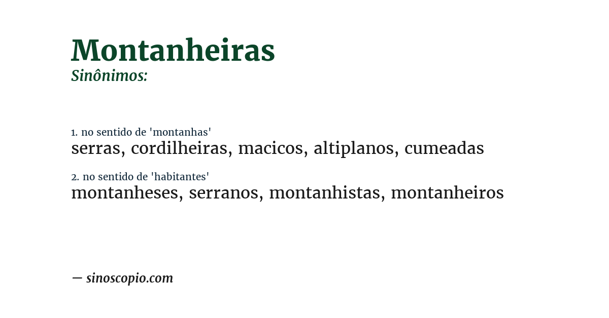 Sinônimo de montanheiras
