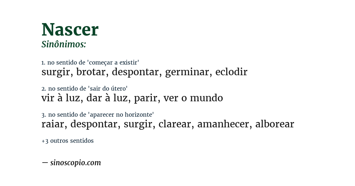 Sinônimo de nascer