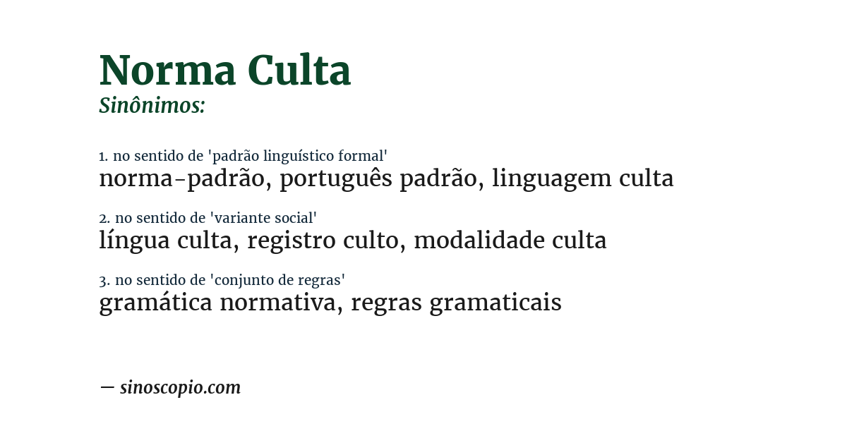 Sinônimo de norma culta
