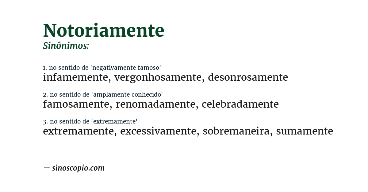 Sinônimo de notoriamente