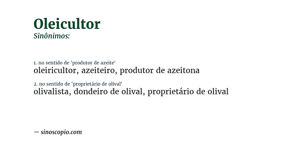 Sinônimo de oleicultor