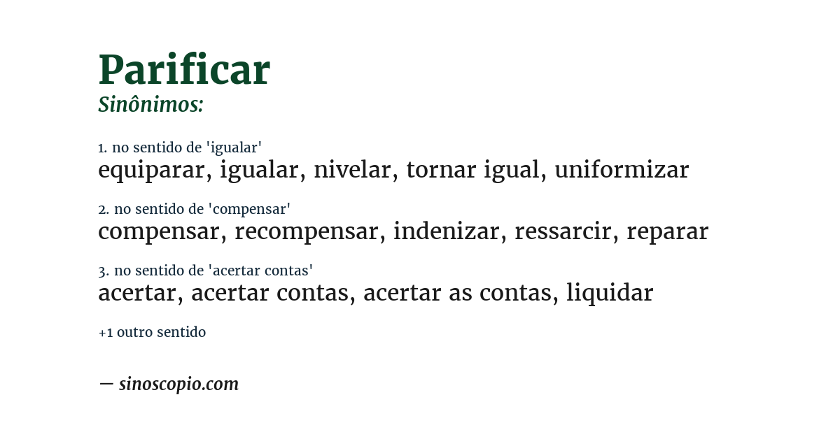 Sinônimo de parificar