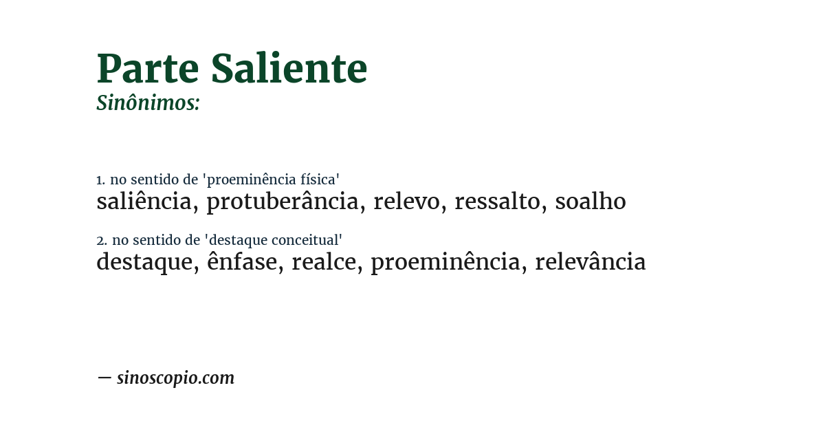 Sinônimo de parte saliente