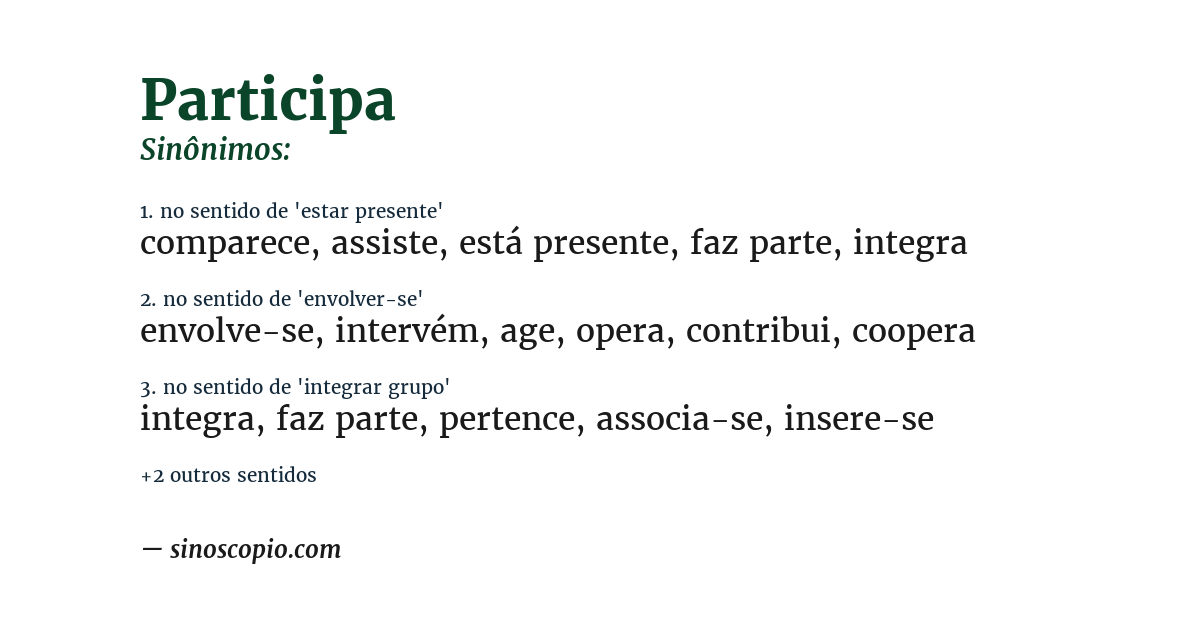 Sinônimo de participa