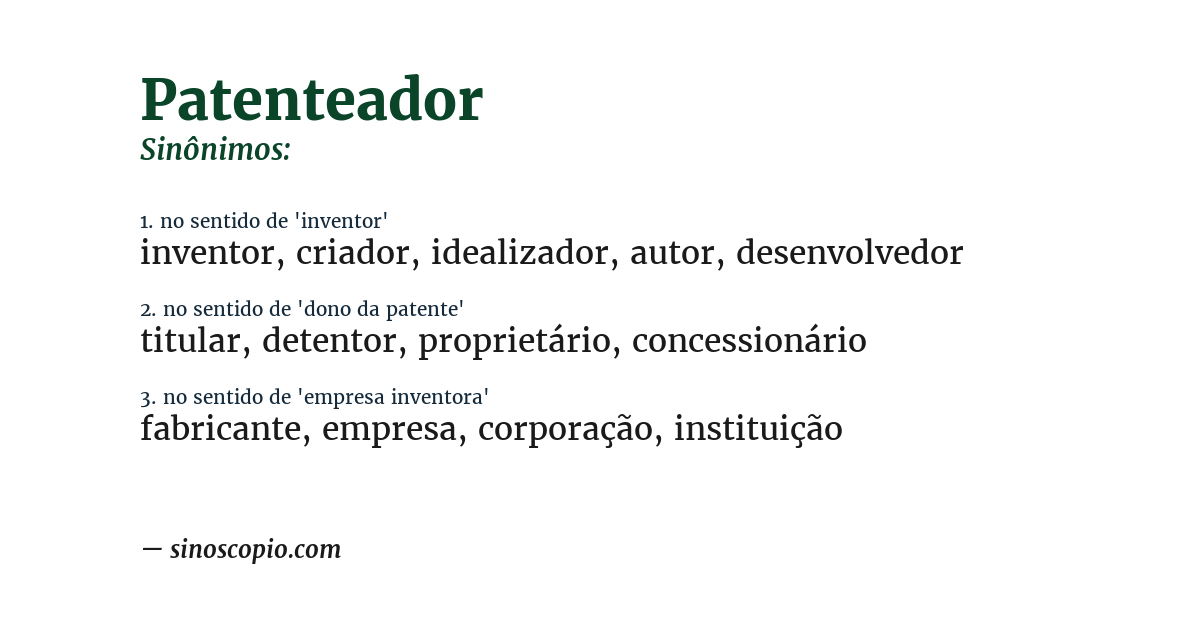 Sinônimo de patenteador