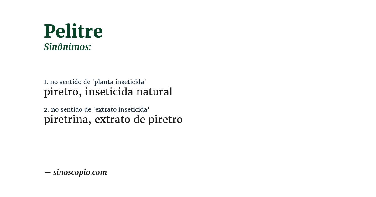 Sinônimo de pelitre