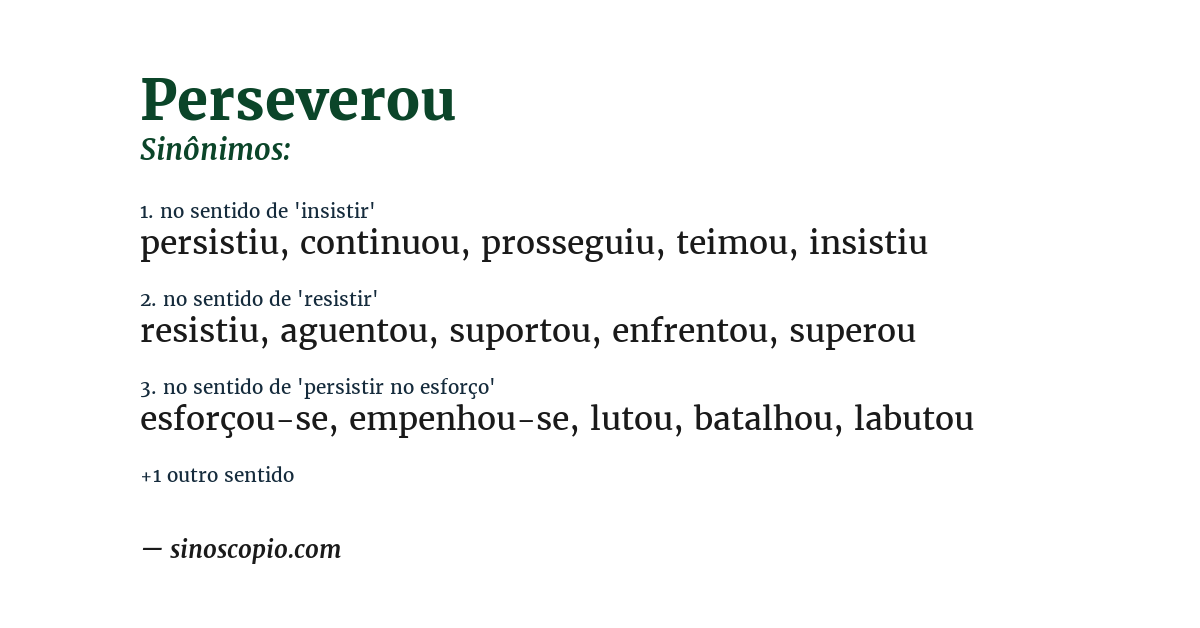 Sinônimo de perseverou
