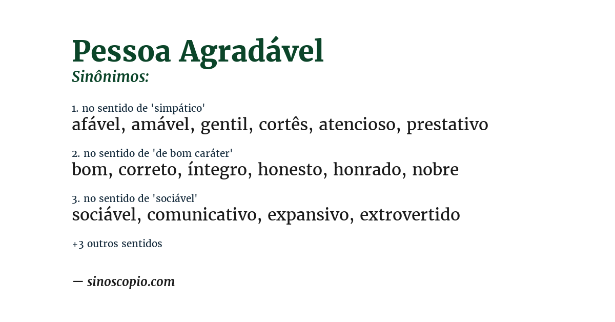 Sinônimo de pessoa agradável