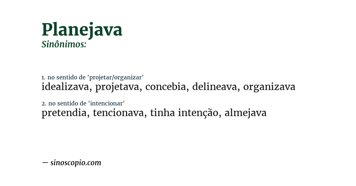 Sinônimo de planejava