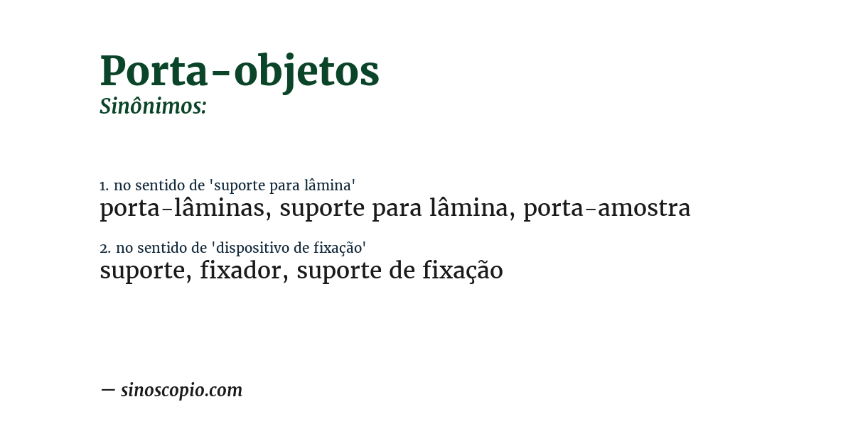 Sinônimo de porta-objetos