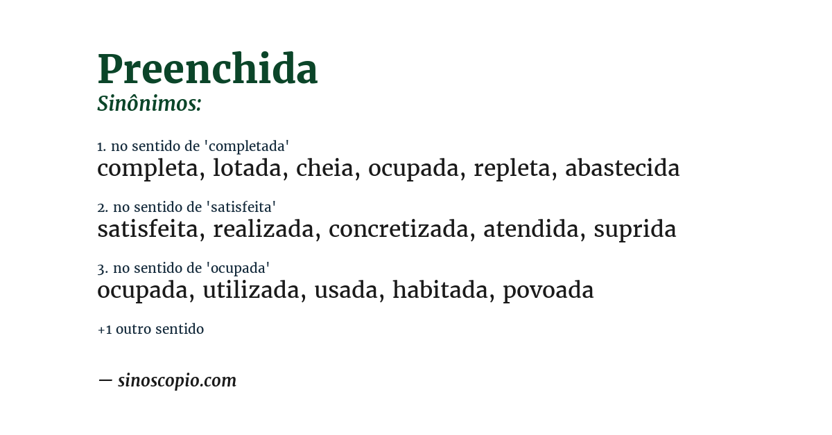 Sinônimo de preenchida