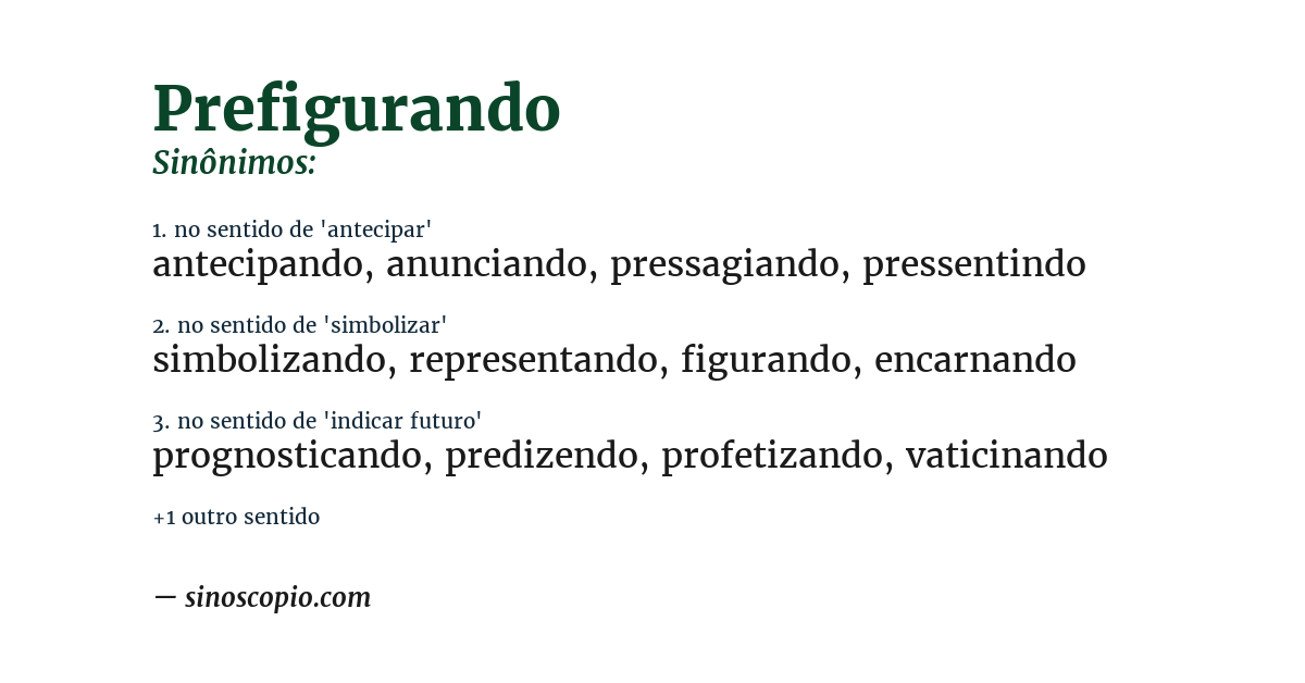 Sinônimo de prefigurando