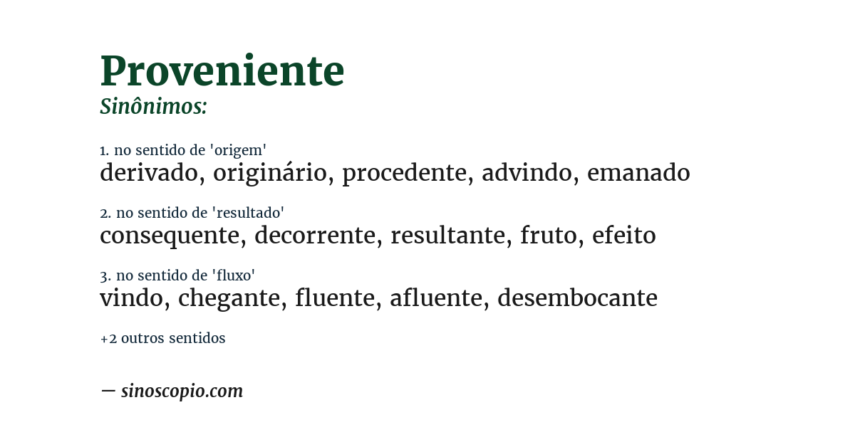 Sinônimo de proveniente
