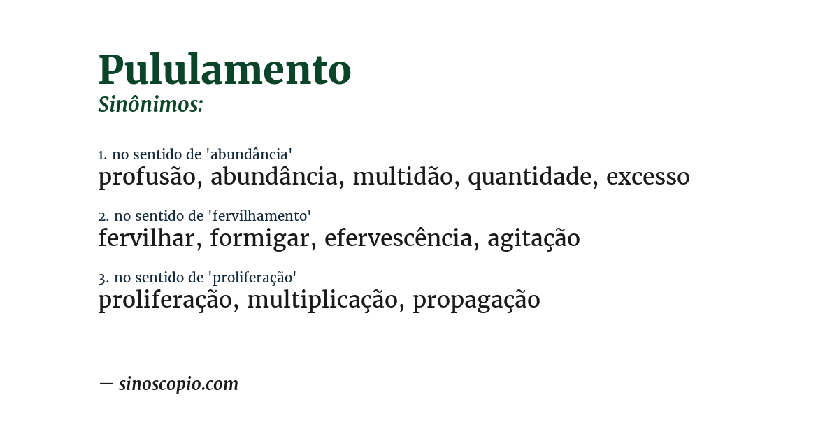 Sinônimo de pululamento
