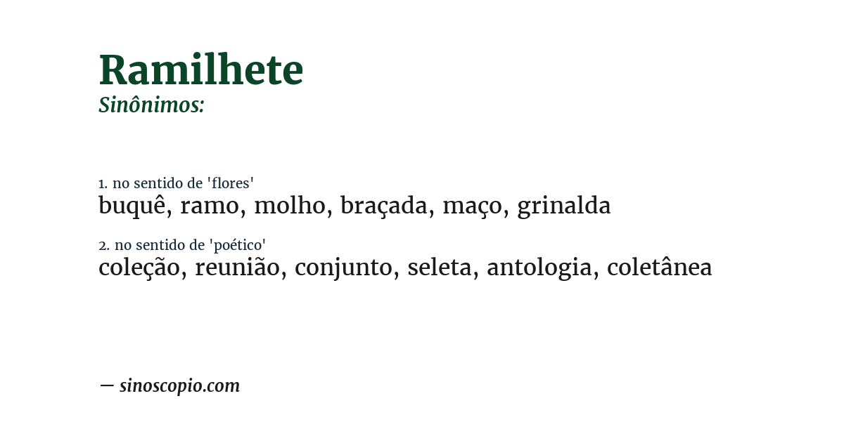 Sinônimo de ramilhete