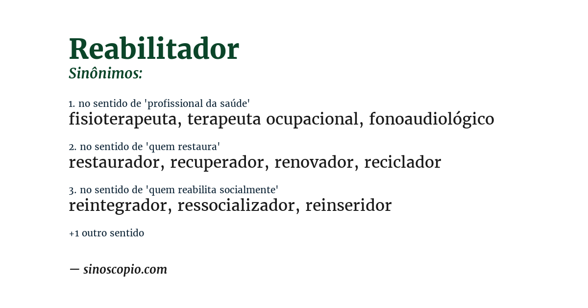 Sinônimo de reabilitador