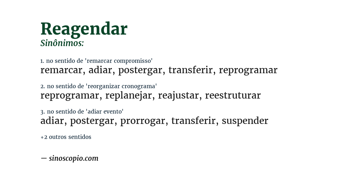 Sinônimo de reagendar
