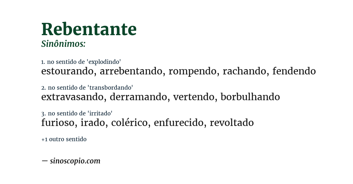 Sinônimo de rebentante