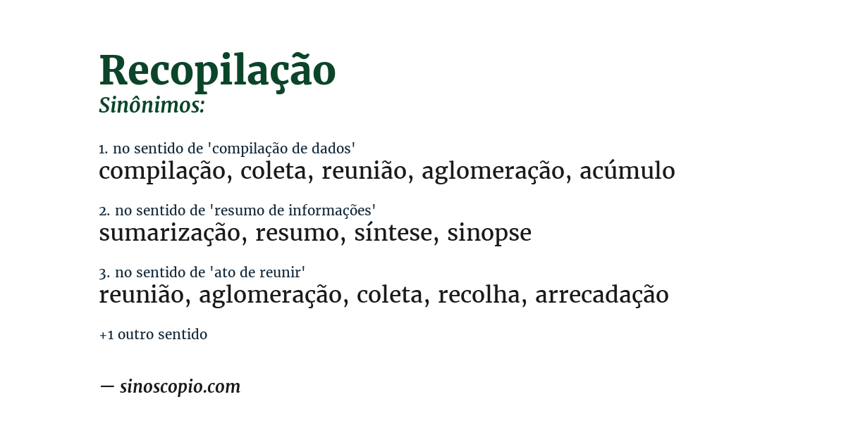 Sinônimo de recopilação