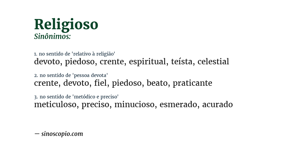 Sinônimo de religioso