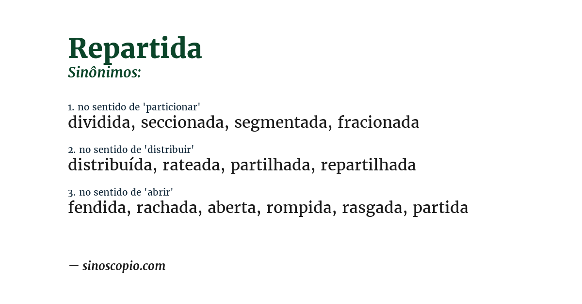 Sinônimo de repartida