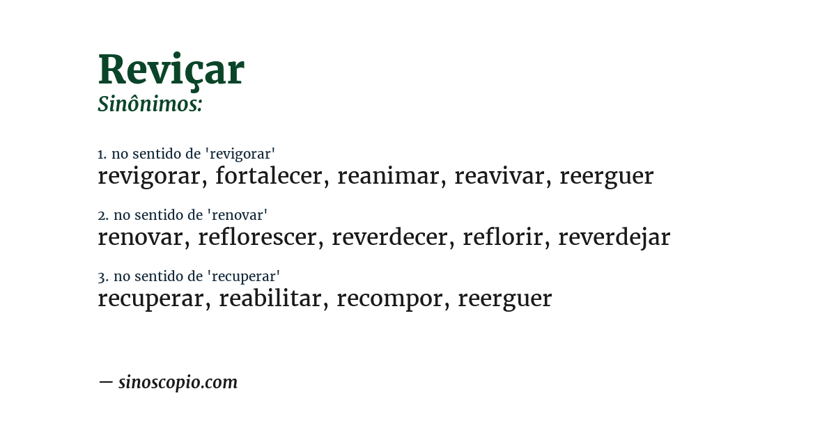 Sinônimo de reviçar