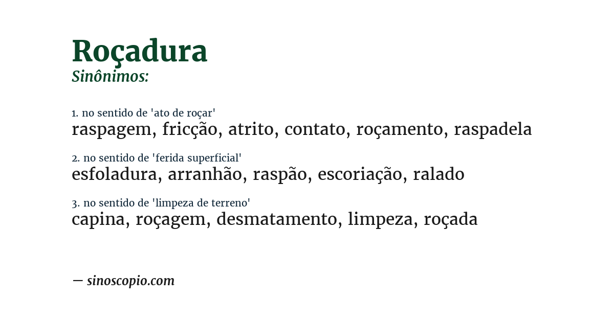 Sinônimo de roçadura