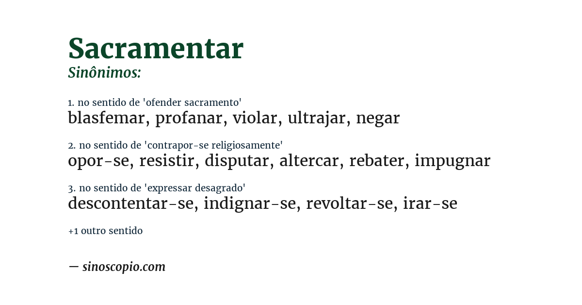 Sinônimo de sacramentar