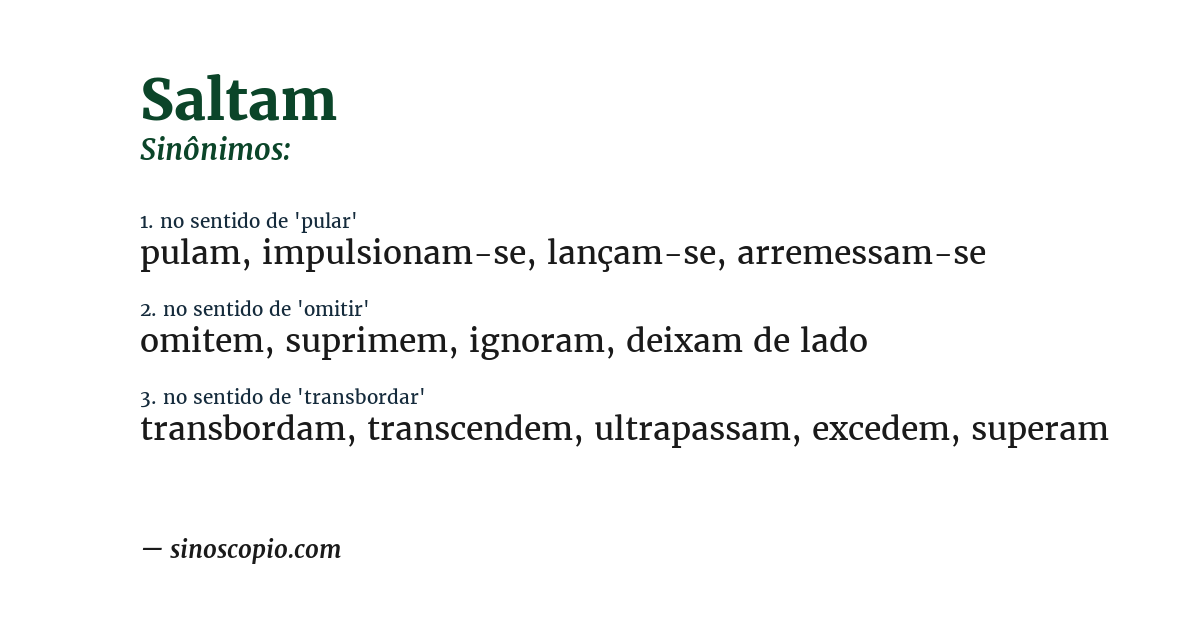 Sinônimo de saltam