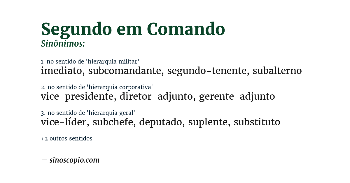 Sinônimo de segundo em comando
